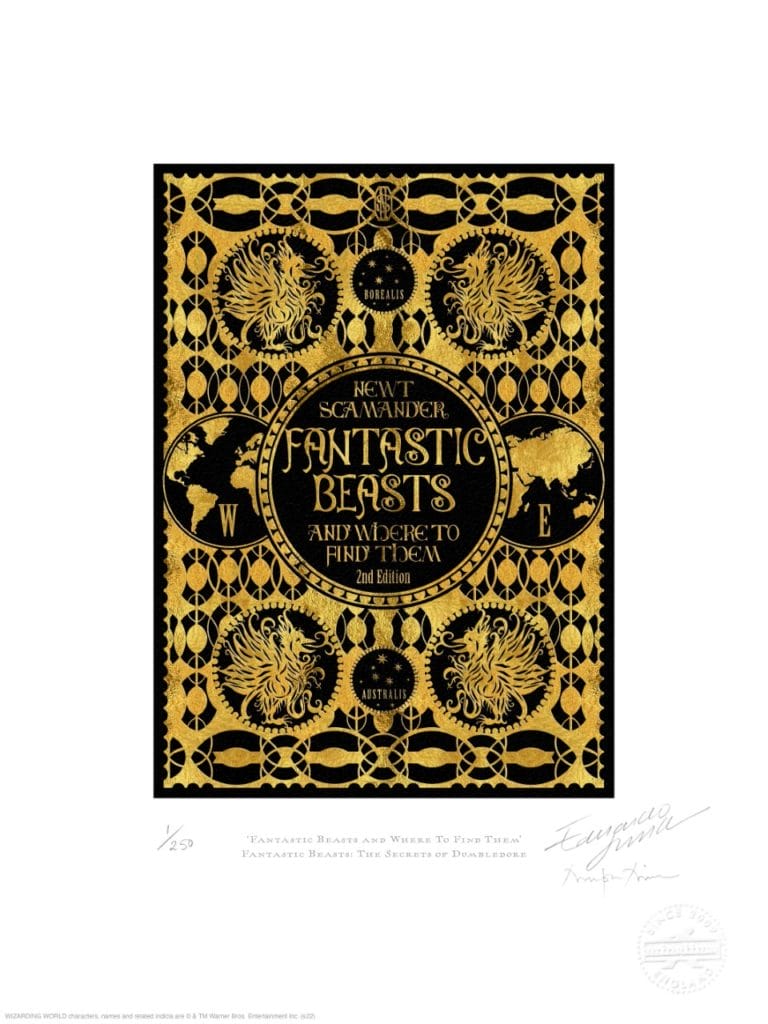 The golden cover of the second edition of Fantastic Beasts
